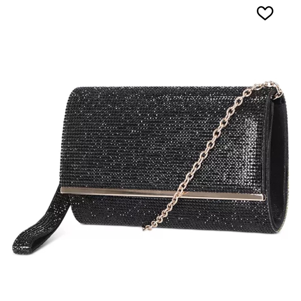 INC International Concepts Black Clutch with Gold Trim